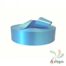 Сатиновая лента 100мм х 200м втулка 76 мм, цвет - голубой